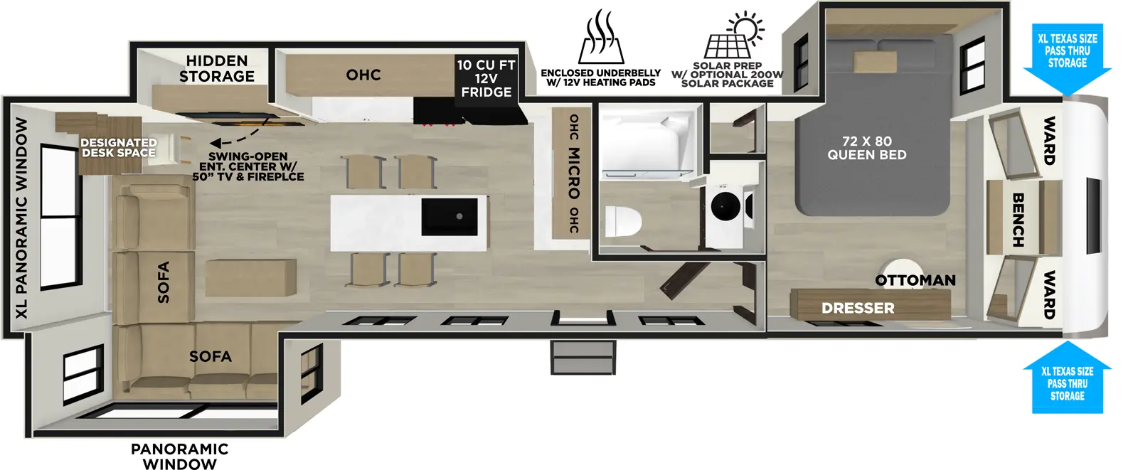 Heritage Glen Travel Trailers 323RLI Floorplan